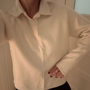 KOTN Women's Cream Collared Pullover Sweatshirt